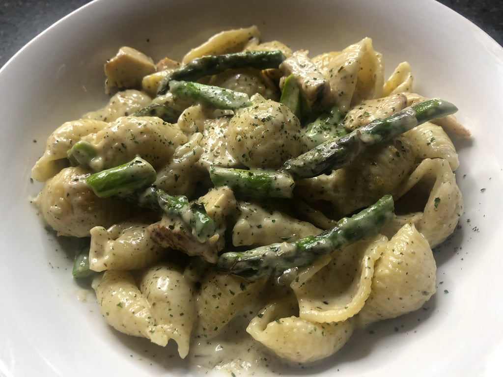 Rosemary Chicken Pasta Shells in Alfredo Sauce