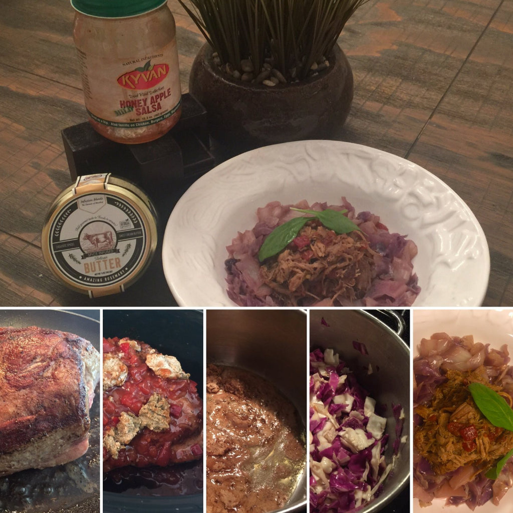 Rosemary Pulled Pork with Peach Butter Cabbage