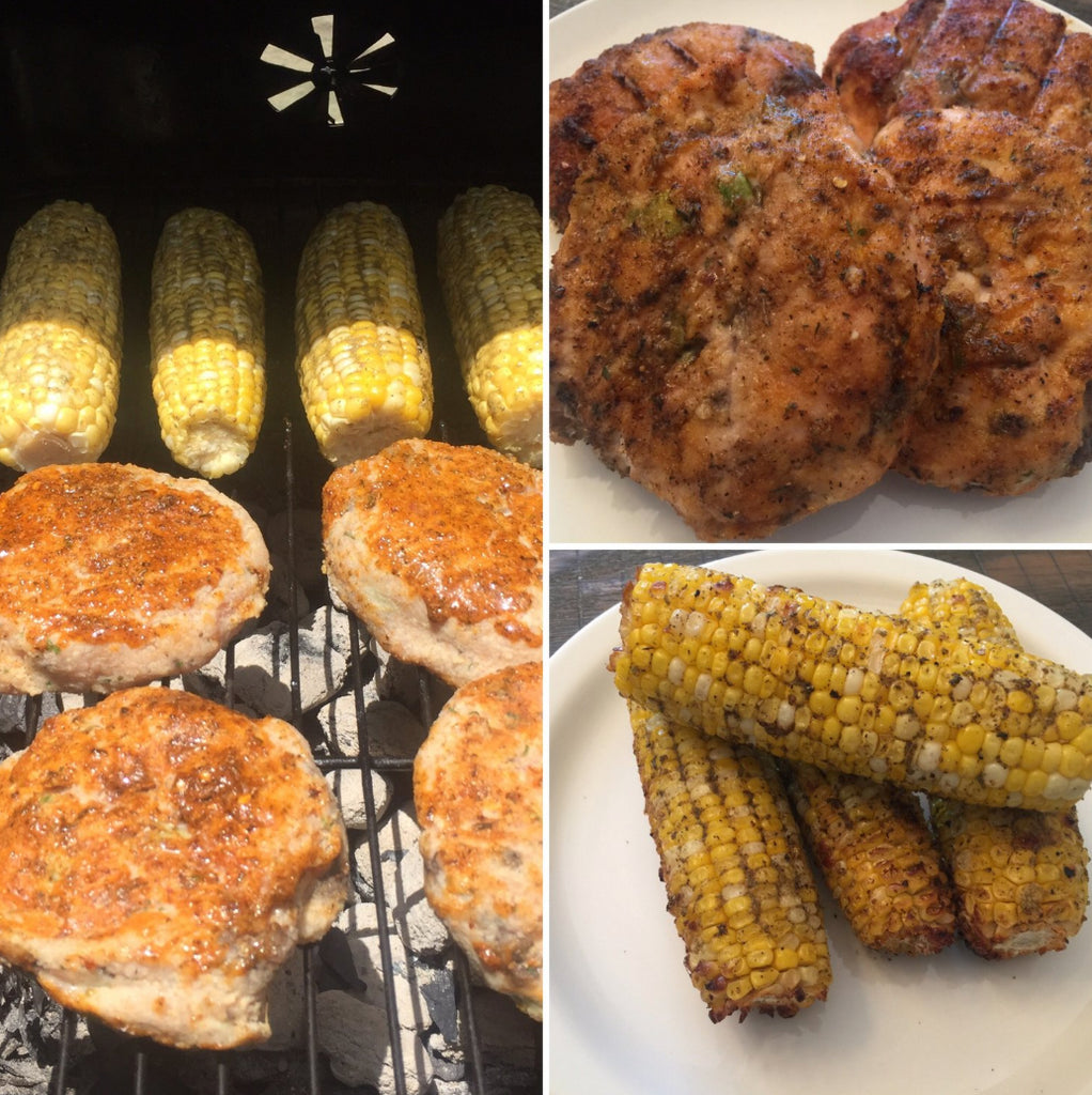 Cajun Turkey Burgers and Rosemary Corn on the Cobb
