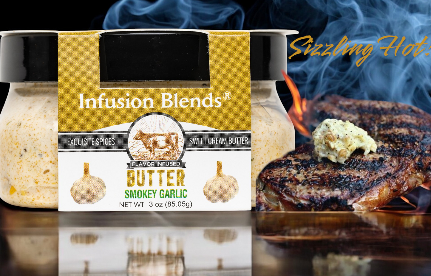 Smokey Garlic flavor-infused gourmet butter spread by Infusion Blends