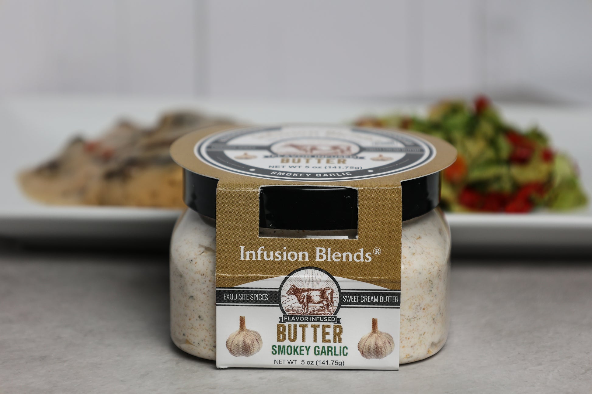Smokey Garlic flavor-infused gourmet butter spread by Infusion Blends